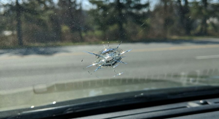 Cracked windshield obstructing line of sight in Bakersfield, CA